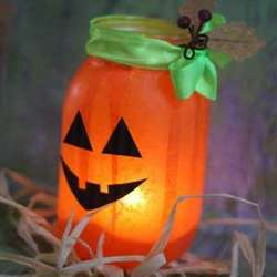 mason jar pumpkin lights