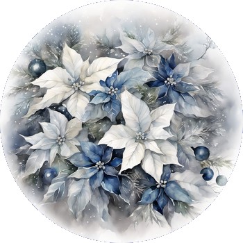blue and white poinsettias