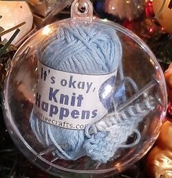 blue It's okay, knit happens quote label