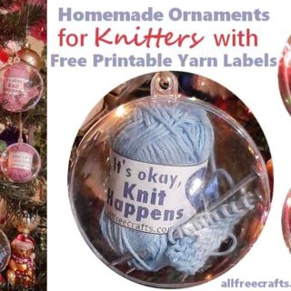 homemade ornaments for knitters with free printable labels