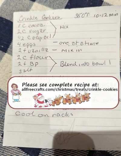 wrinkled hand written crinkle cookies recipe