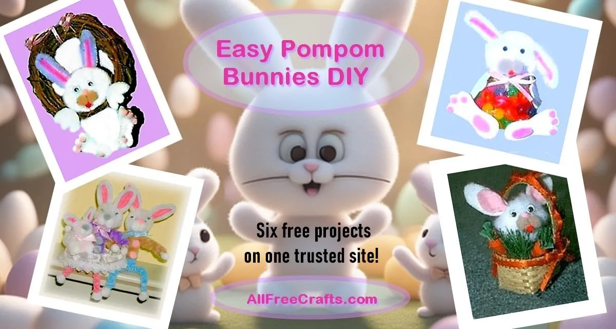 Six pompom Easter bunny crafts on one site