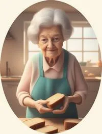grandmother baking brown bread