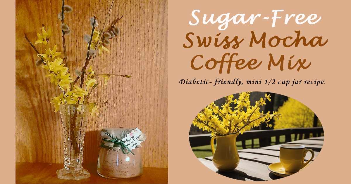 sugar free swiss mocha coffee mix in a jar then served in a cup