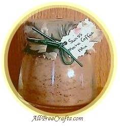 half cup jar of homemade swiss mocha coffee mix