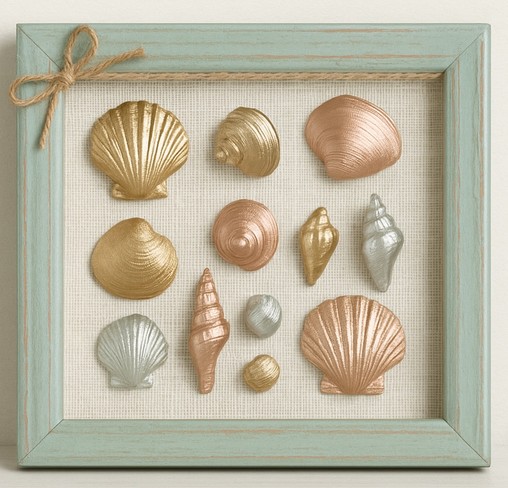 gold painted and gilded seashells