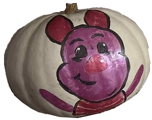pumpkin painted with a piglet face from Winnie the Pooh